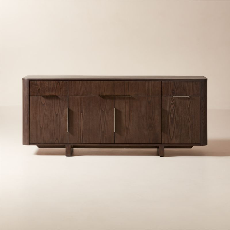 Tau 70" Brown Wood and Brass Credenza + Reviews | CB2 | CB2