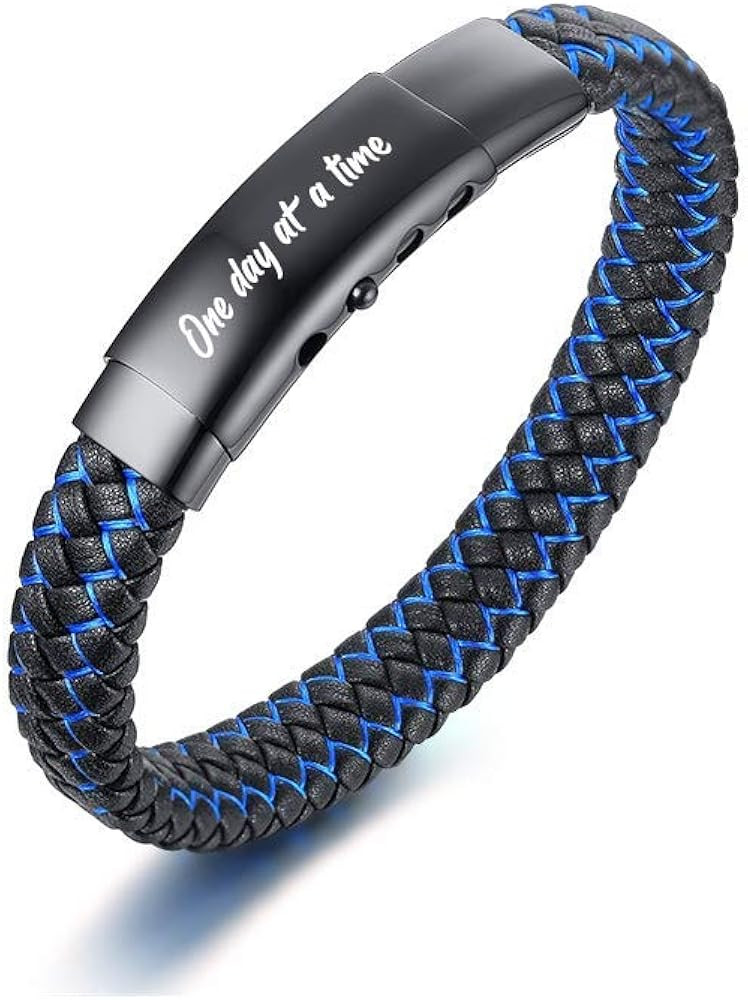 VNOX Men's Inspirational Mantra Engarved Handmade Braided Leather Adjustable Cuff Bangle Bracelet... | Amazon (US)