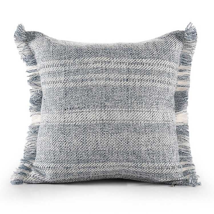 New! Denim Contemporary Stripe Outdoor Throw Pillow | Kirkland's Home