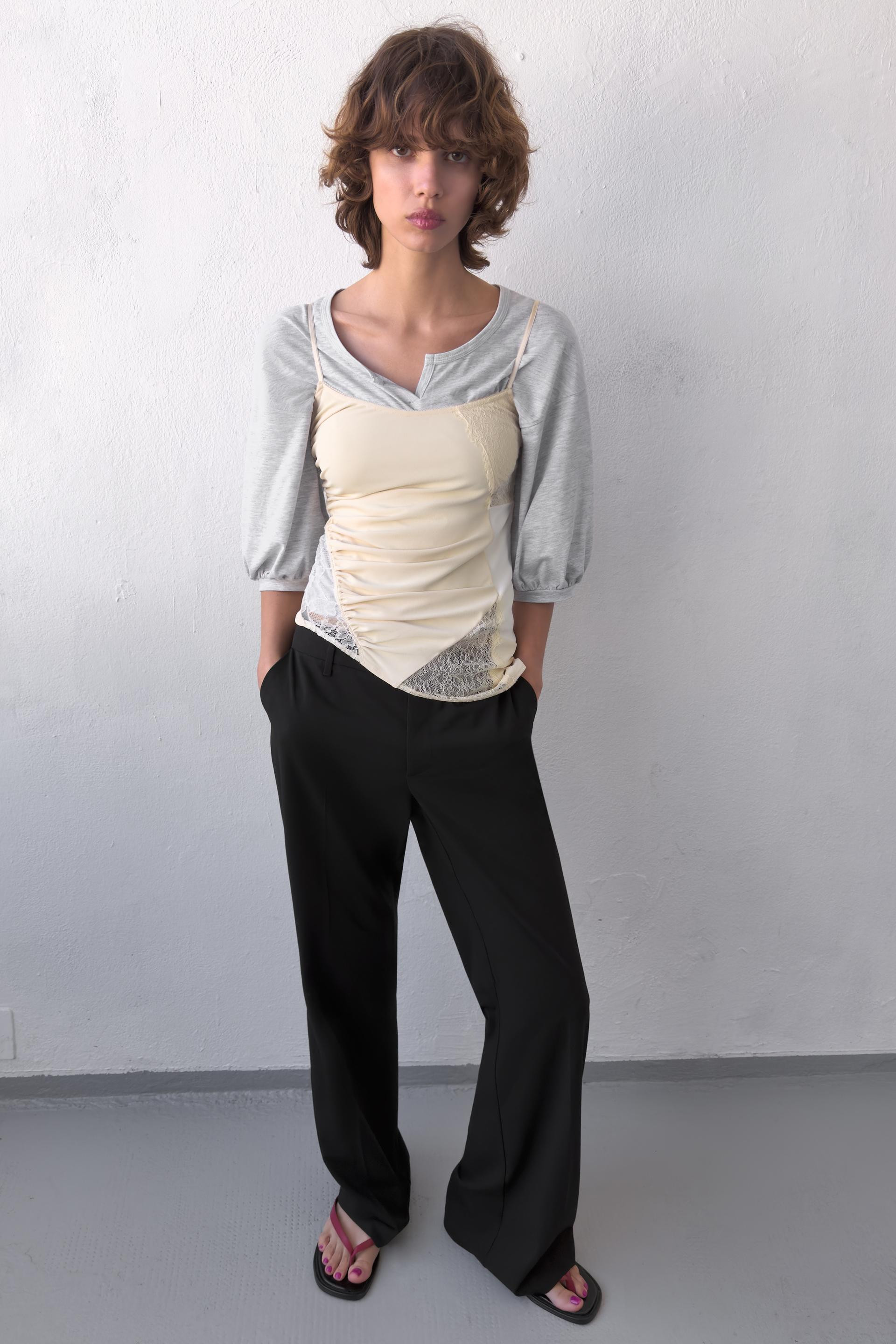 Zara - Low-Rise Striped Straight-Leg Trousers - White / Grey - Xxl - Woman | Zara UK