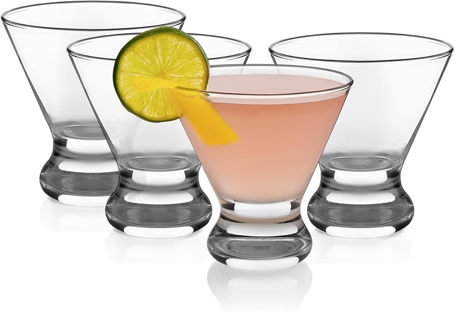 Libbey Cosmopolitan Stemless Martini Glasses, 8.25 Oz Dishwasher Safe Martini Glasses Set of 4, M... | Amazon (US)