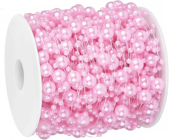 SXDLCX 99feet Artificial Pearl Beads Garland for Christmas Tree Plastic Beaded String Strands Cha... | Amazon (US)