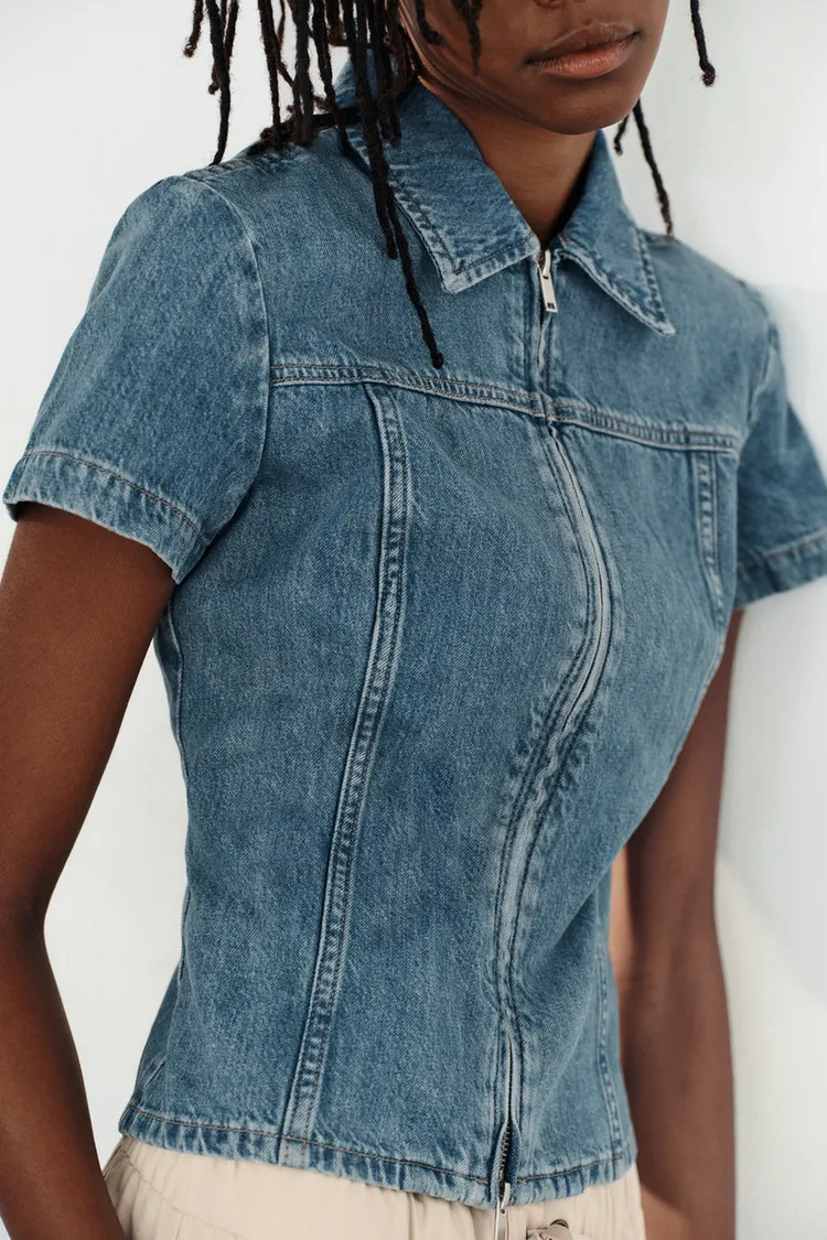 TRF DENIM ZIP SHIRT | Zara UK
