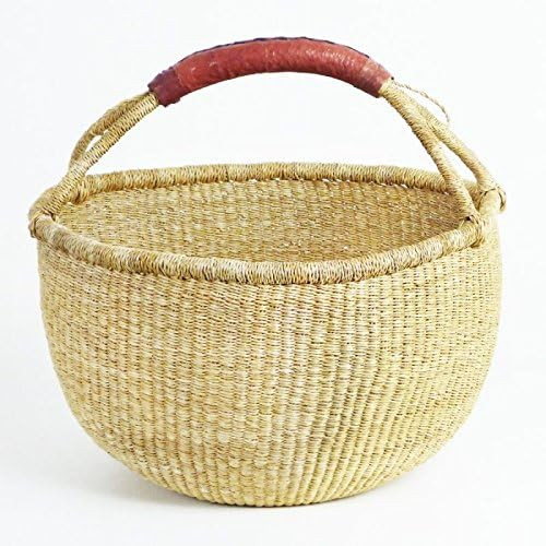 Fair Trade Ghana Bolga African Dye-Free Market Basket Natural Baskets (11"-13" Medium) | Amazon (US)
