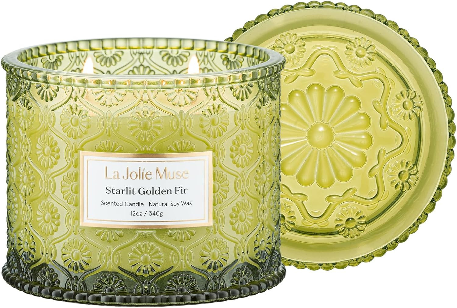 LA JOLIE MUSE Christmas Candle | Starlit Golden Fir | Fir Balsam, Cedarwood & Smoke | 12 oz Soy C... | Amazon (US)