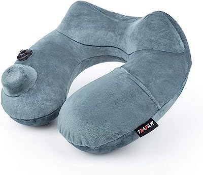 AirComfy Inflatable Neck Travel Pillow - Luxuriously Soft Washable Cover and Compact Packsack wit... | Amazon (US)