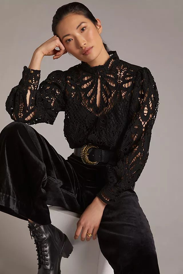Embroidered Lace Blouse | Anthropologie (US)