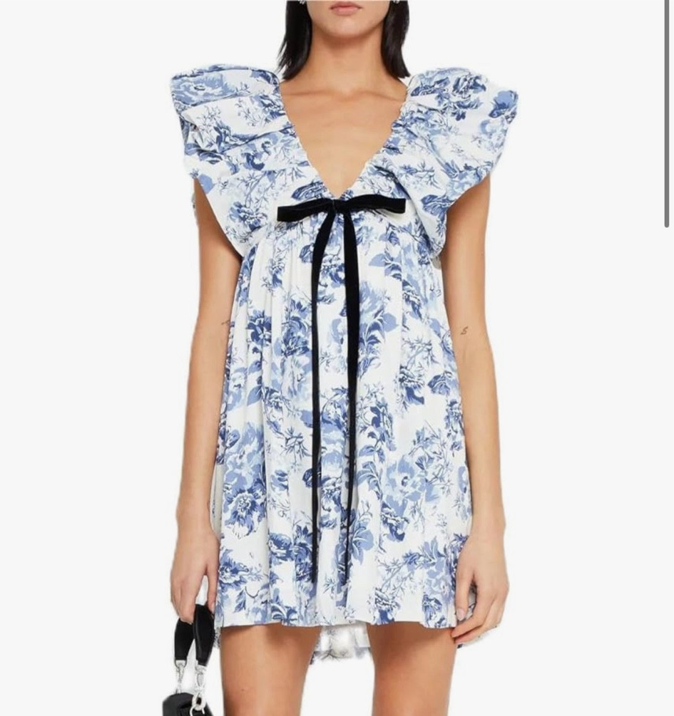 Womens Boho Mini Dress Y2k Floral Puff Sleeve Babydoll Dress Deep V Neck Bow Tie Front Backless Beach Sundress

#LTKStyleTip #LTKSeasonal #LTKxNSale