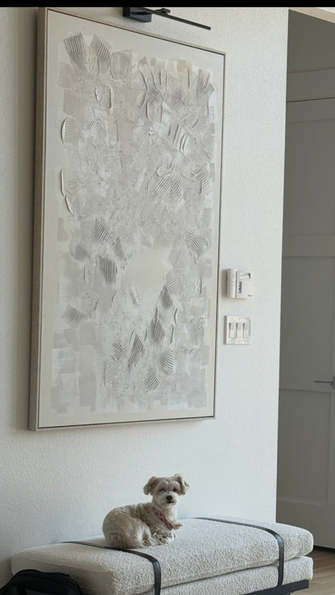 Linking similar large wall art since this one is older and the light above
Home decor