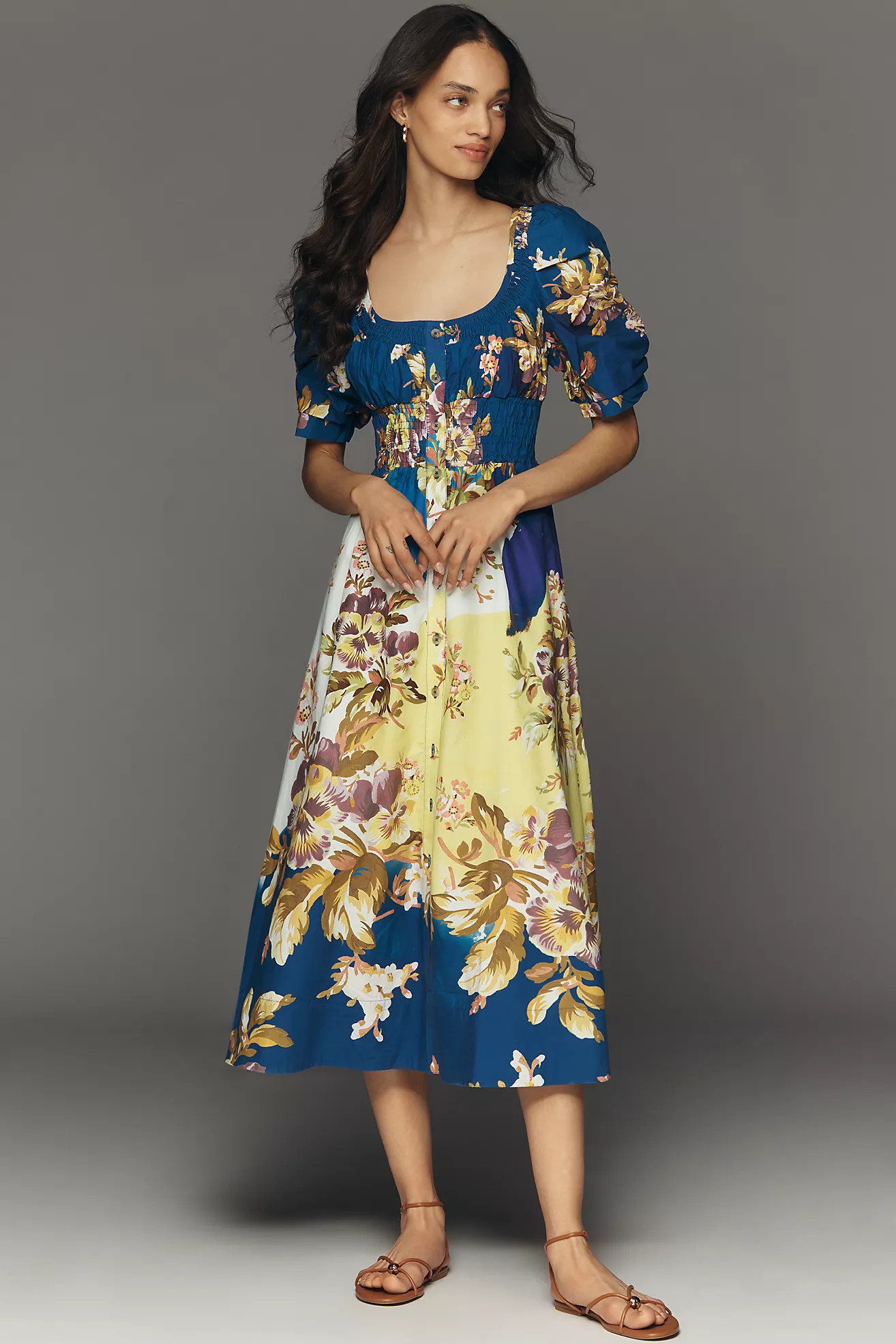 By Anthropologie Short-Sleeve High-Low Midi Dress | Anthropologie (US)