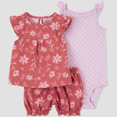 Carter's Just One You® Baby Girls' Floral Top & Bottom Set - Rose Pink | Target