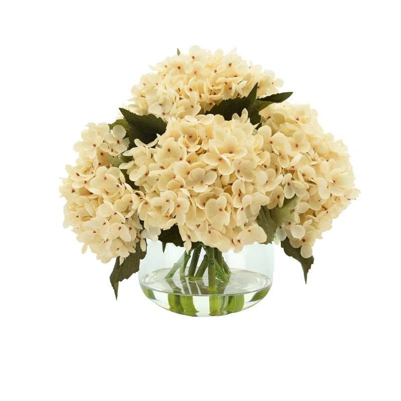 Hydrangea Bouquet In Bubble Glass Vase | Wayfair North America