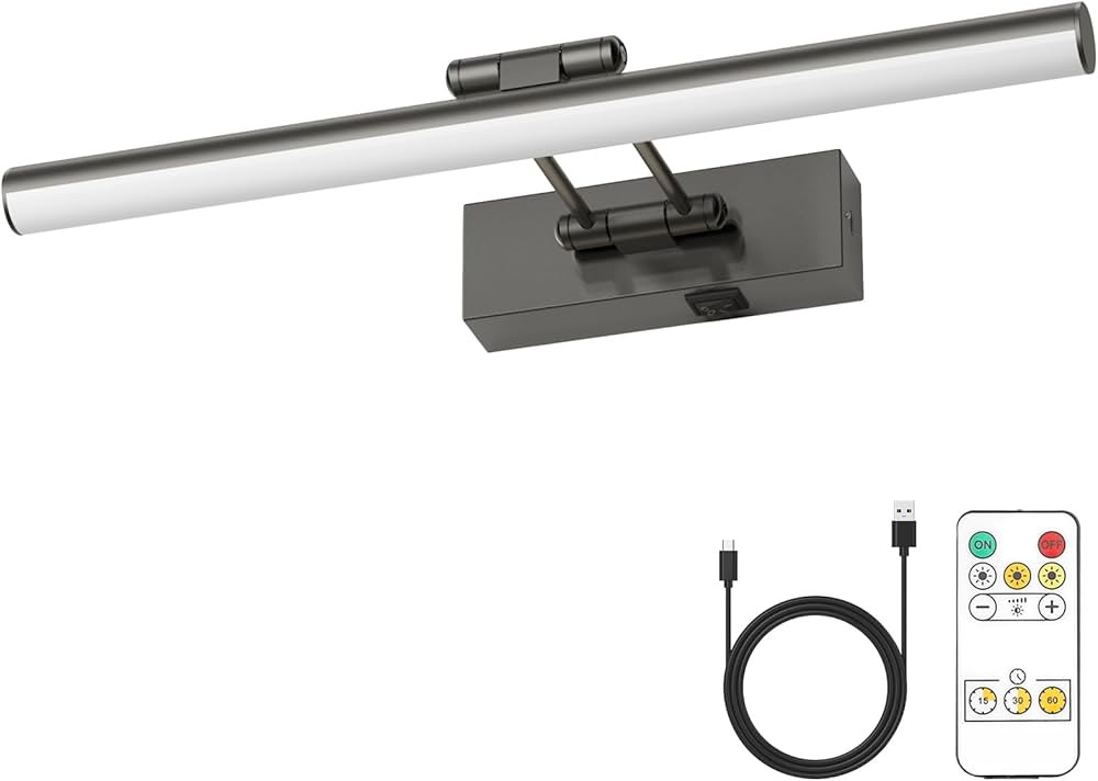 JUSHENG Battery Operated Picture Light with Remote and Timer, Wireless Art Light with Swing Arm, ... | Amazon (US)