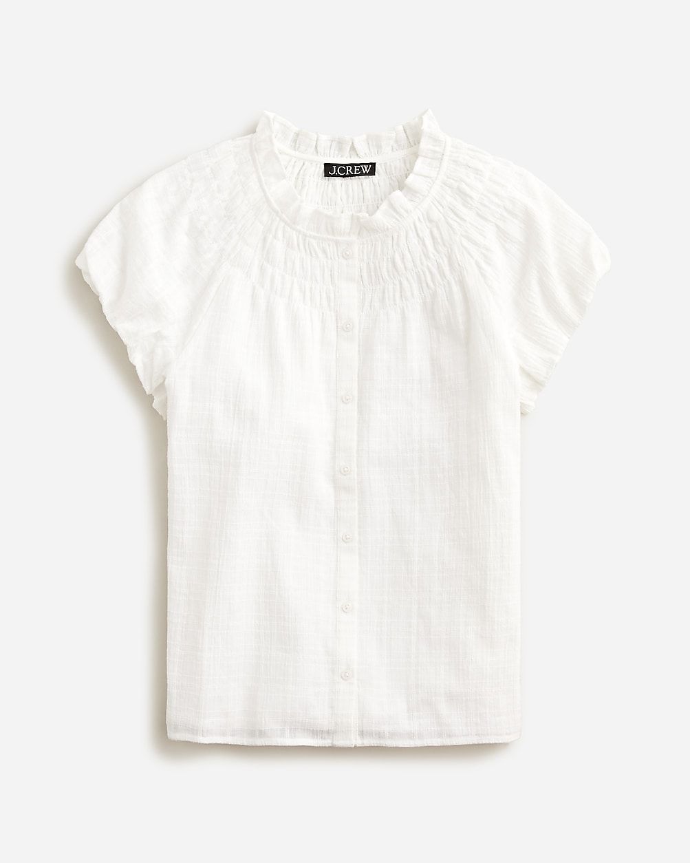 new4.5(2 REVIEWS)Smock-neck top in textured gauze$89.50WhiteSelect a sizeSize & Fit InformationVi... | J.Crew US