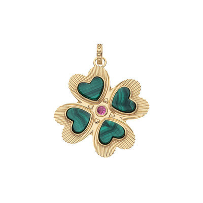 LUCKY in Love Clover Pendant with Malachite | Jane Win