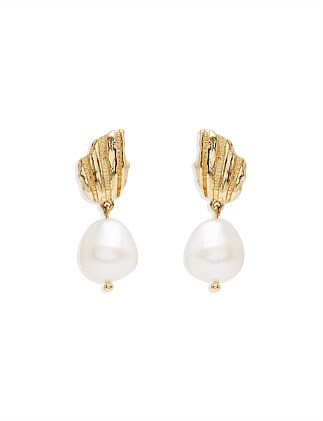 By Charlotte Gold Moonlit Tides Pearl Drop Earrings | David Jones | David Jones (Australia & New Zealand)