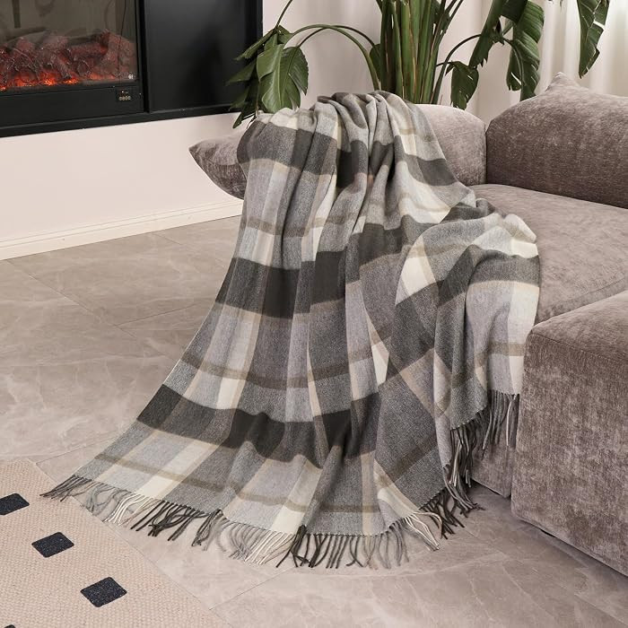 100% Wool Throw Blanket,Super Soft Lightweight Blanket for Couch | Amazon (US)