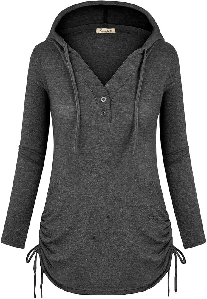 Cyanstyle Women's Long Sleeve Henley V-Neck Button Sweatshirt Tunic Hoodies Casual Pullover with ... | Amazon (US)