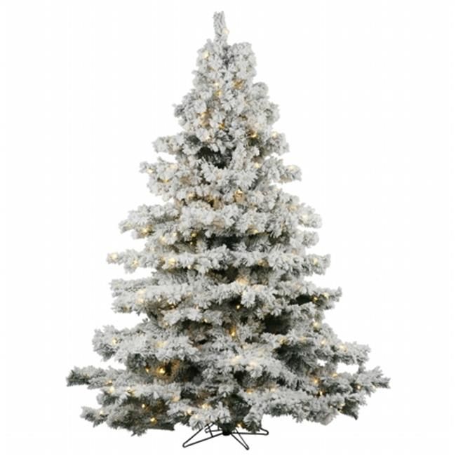 Vickerman Pre-Lit 4.5' Flocked Alaskan Artificial Christmas Tree, LED, Warm White Lights | Walmart (US)