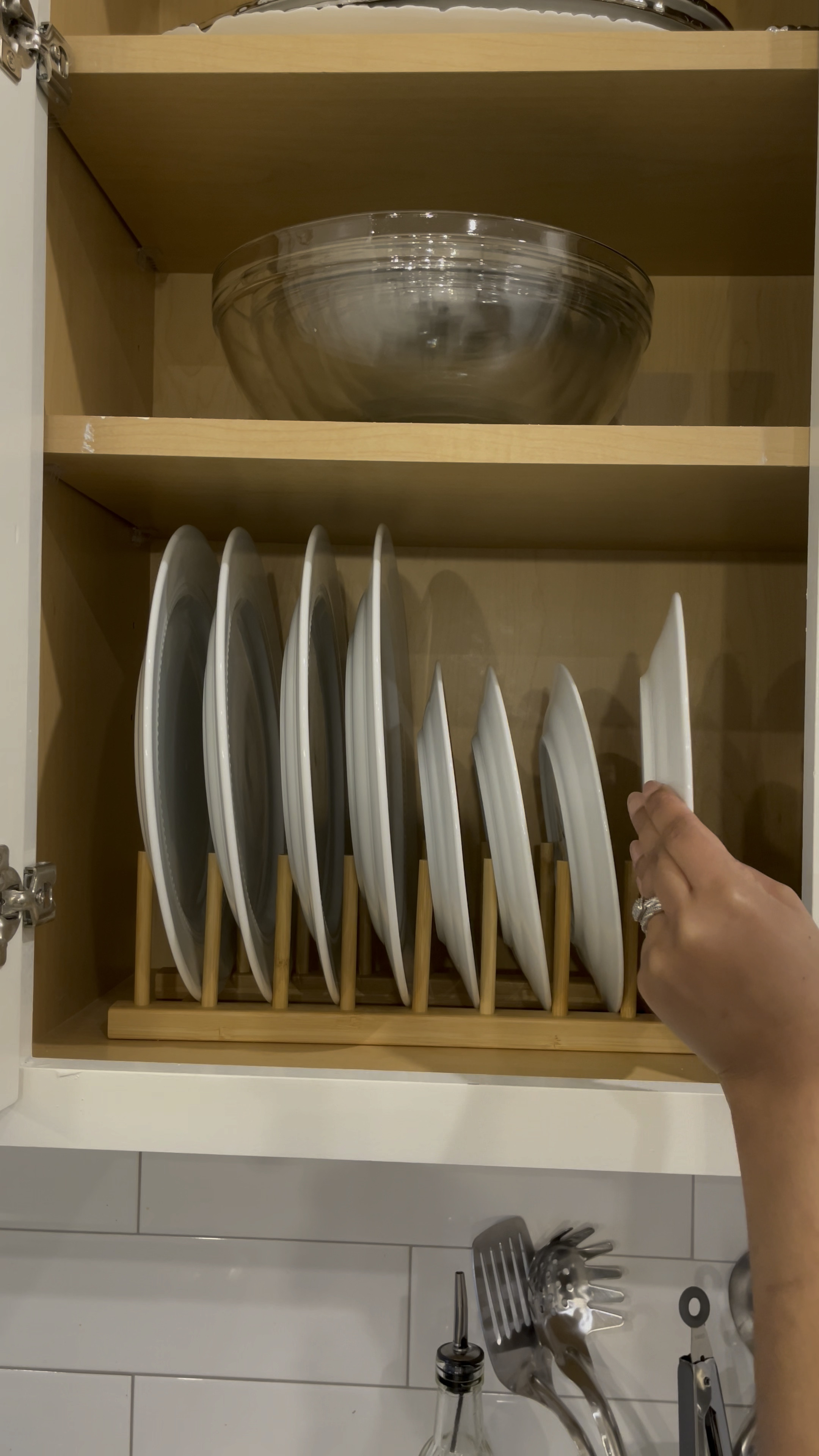 Quick Dish Organization! I love the rack because now we can easily grab a plate without having to remove any others and the shelf helps to use the vertical space! 

#LTKhome