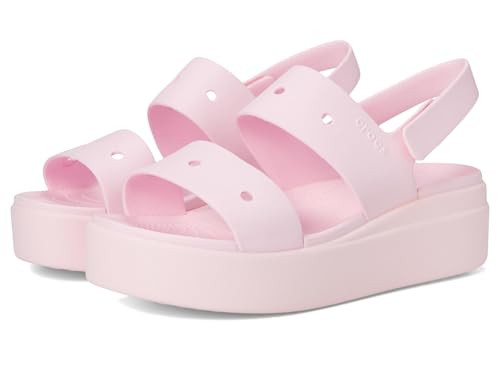 Crocs Women's Brooklyn 4U Low Wedges Pink Milk 5 Medium | Amazon (US)