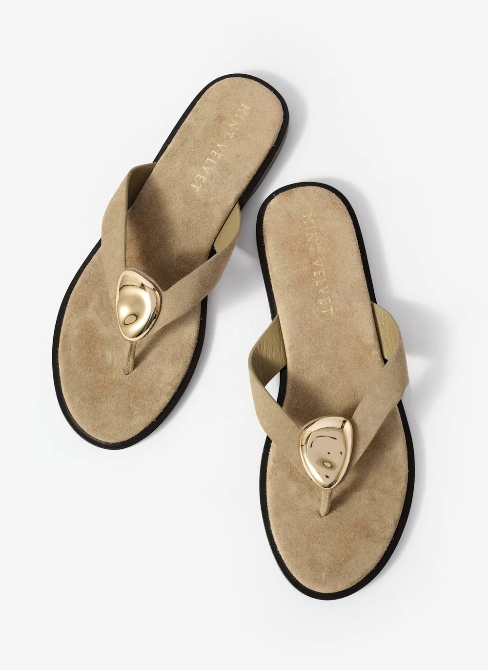 Nova Khaki Suede Flip Flop Sandals | Mint Velvet