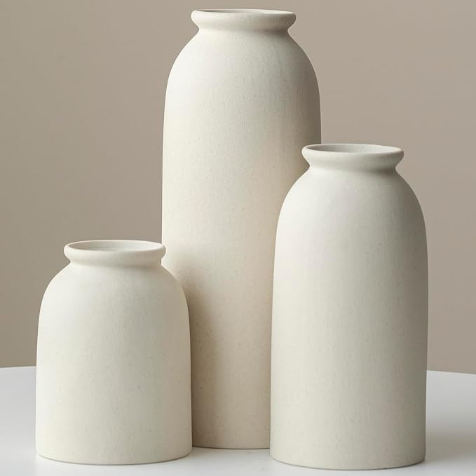 Ceramic Vase Set-3, Large Flower Vases for Decor, Modern Boho Farmhouse Style, 10.4 Inch Tall, 4 ... | Amazon (US)