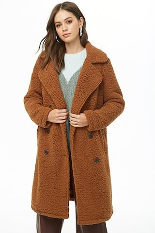 Faux Shearling Double-Breasted Coat | Forever 21 (US)