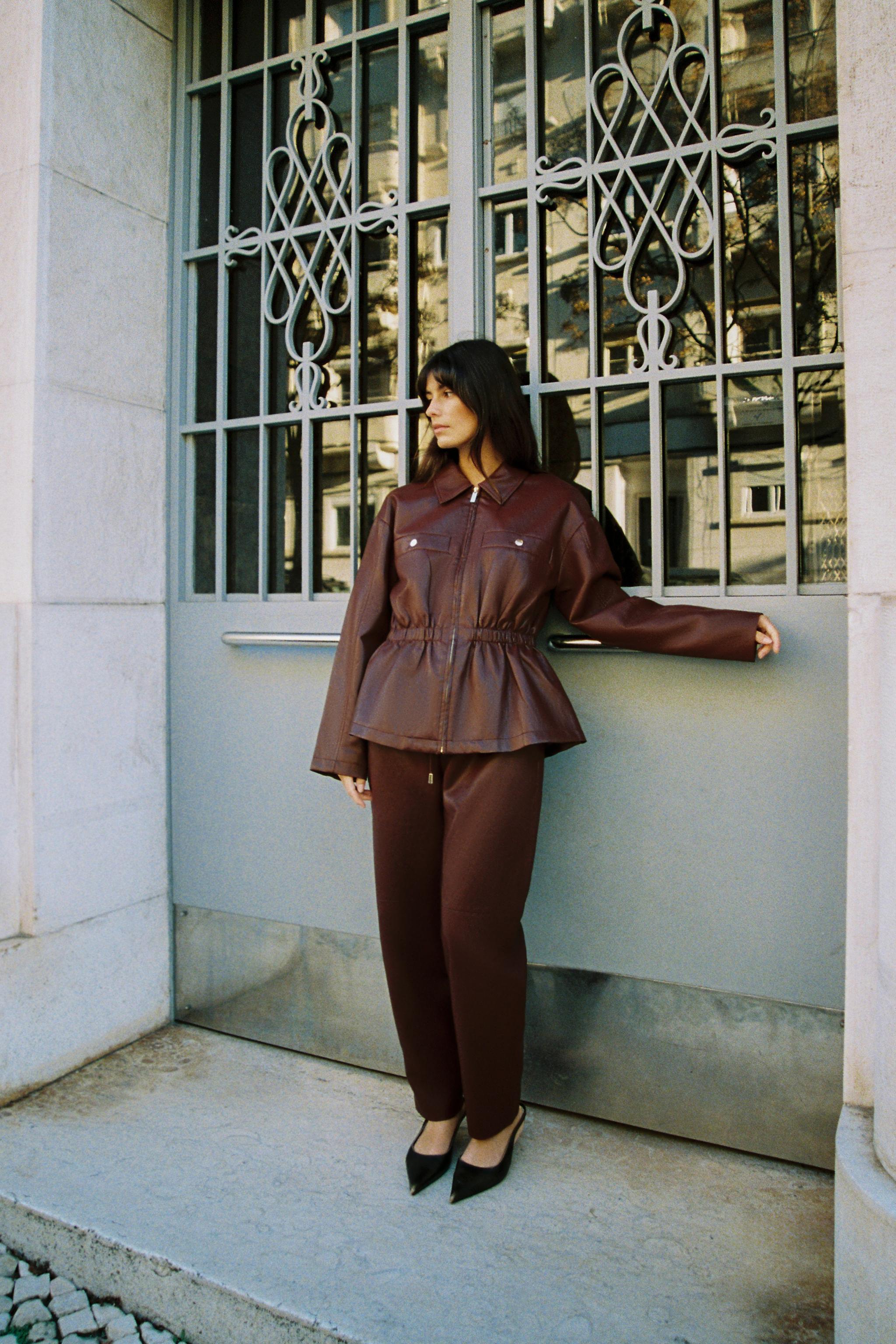 ELASTIC WAIST FAUX LEATHER JACKET | Zara US