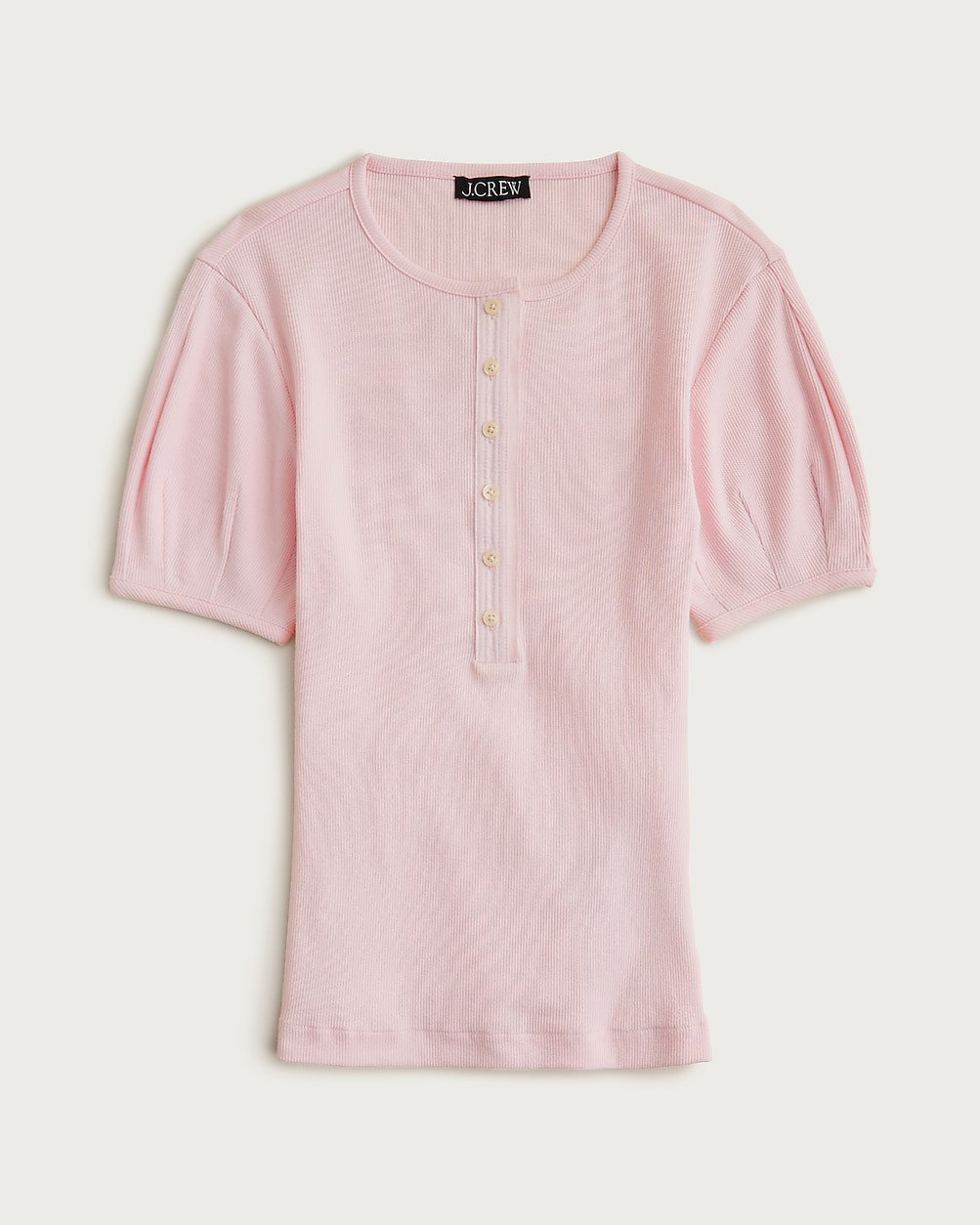 Perfect rib puff-sleeve henley shirt | J. Crew US