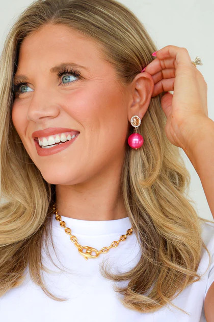 TWT\u00ae Tammy MINI Hot Pink Pearl Earrings | The Willow Tree