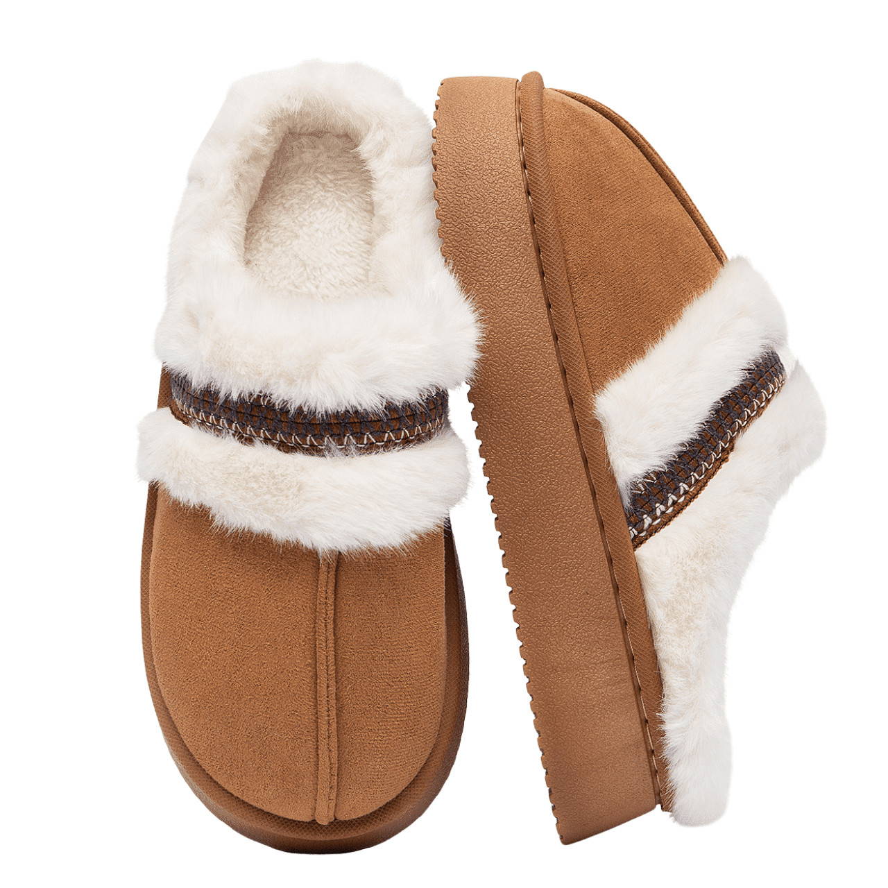 BERANMEY Thick-Soled Fuzzy Slippers for Women & Men - Cozy Platform House Shoes with Anti-Slip So... | Walmart (US)