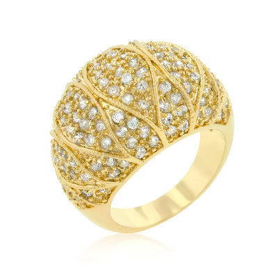 Slickblue Women's Exquisite Goldeneye Cocktail Ring, 1.21 Ct Clear Zirconia, 18k Gold Plated, Size 8 | Target