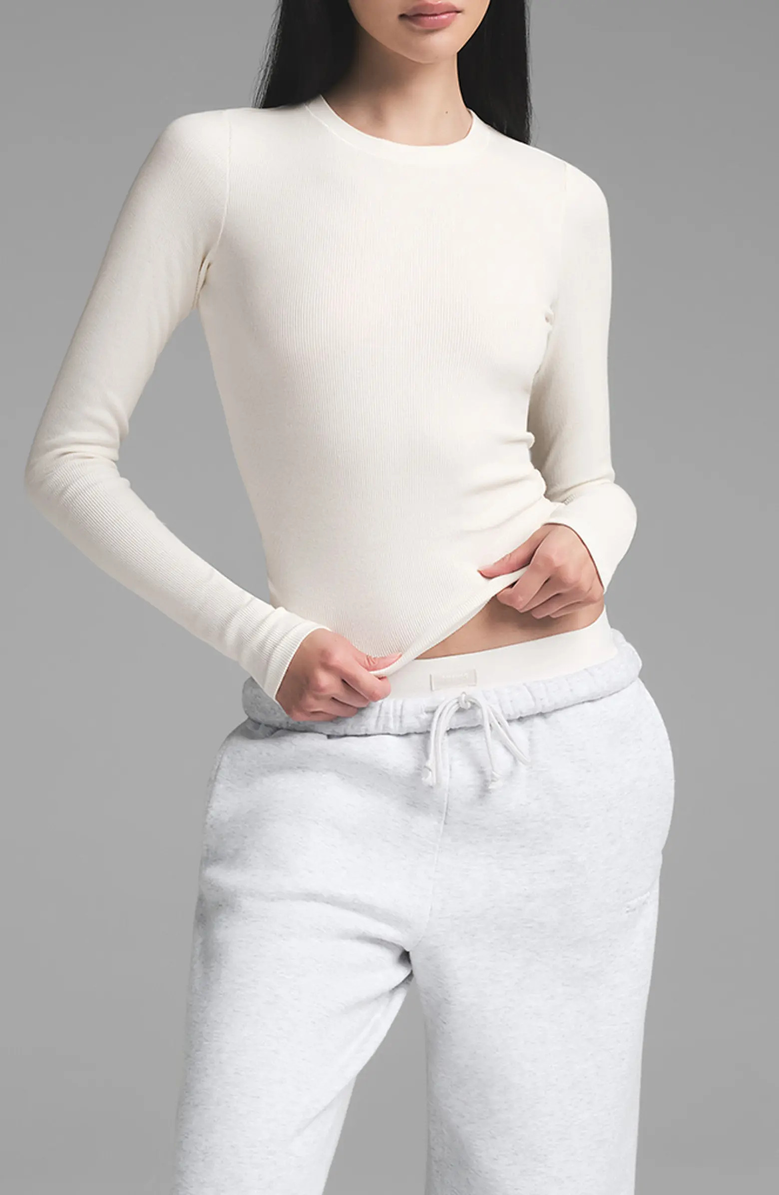 SKIMS Stretch Cotton Rib Long Sleeve T-Shirt | Nordstrom | Nordstrom