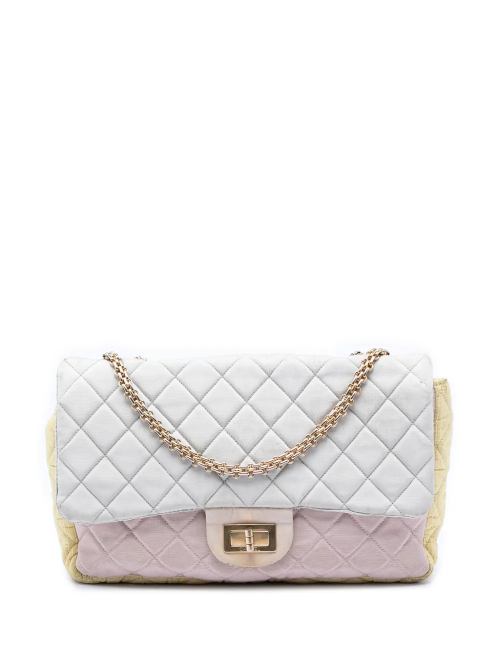 CHANEL Pre-Owned 2008-2009 Tricolor Quilted Grosgrain Satin Reissue 2.55 Single Flap 227 shoulder bag - Blue | Farfetch Global