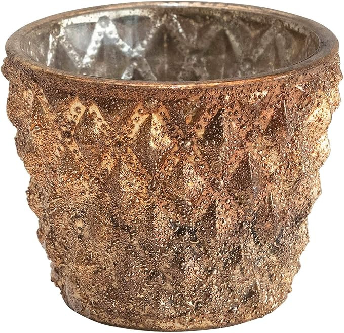 Creative Co-Op 2-3/4" Round x 2-1/4"H Embossed Textured Mercury Glass, Oxidized Copper Finish Tea... | Amazon (US)