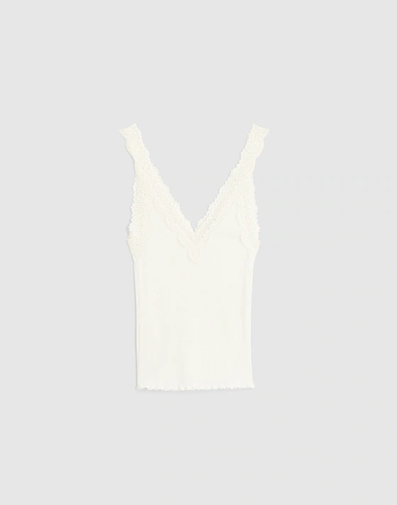 Lace-Trim Ribbed V-Neck Tank | Madewell