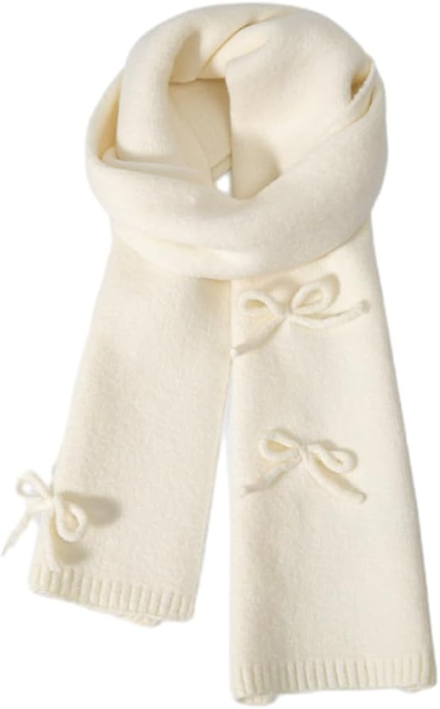 Winter Scarfs for Women Rich Solid Colors Chunky Knitted Scarf with Bow Fashion Warm Pashmina Sha... | Amazon (US)