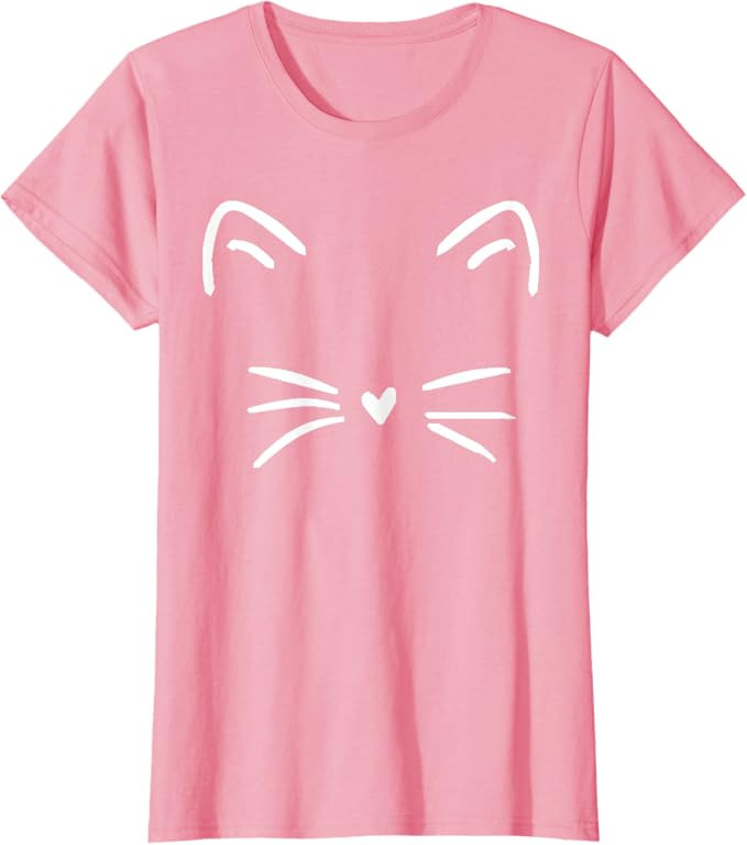 Funny Cute Cat Face Heart Nose Cat Lover T-Shirt for Men Women Girls Kids | Amazon (US)