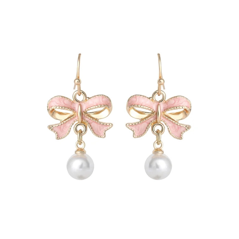 Celebrity Pink Women's Bow Dangle Earrings with Polished Finish | Walmart (US)
