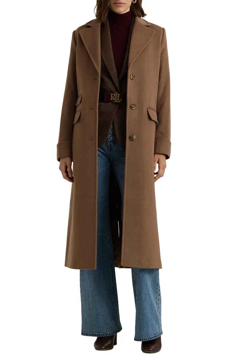 Longline Wool Blend Reefer Coat | Nordstrom