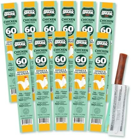 Mighty Spark Chicken Snack Sticks, Honey and Jalapeno, 12 Count | Amazon (US)