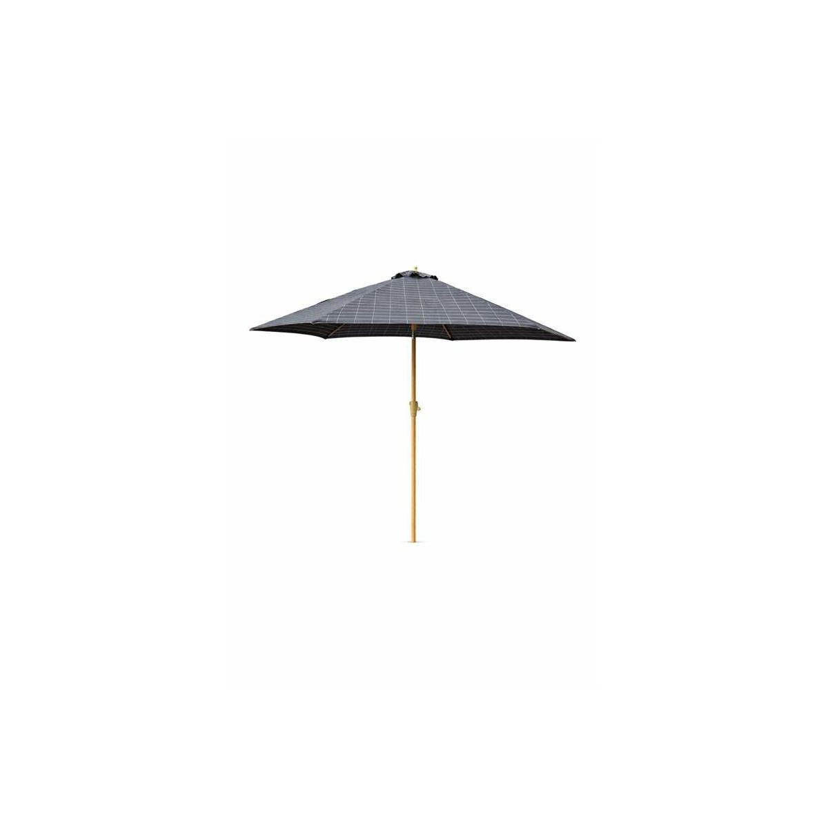 9' Round Grid Outdoor Patio Market Umbrella Black with Light Wood Pole - Threshold™ | Target