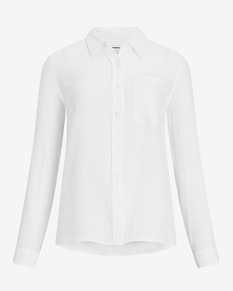 One Pocket Button-Up Boyfriend Shirt | Express