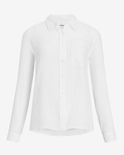 One Pocket Button-Up Boyfriend Shirt | Express