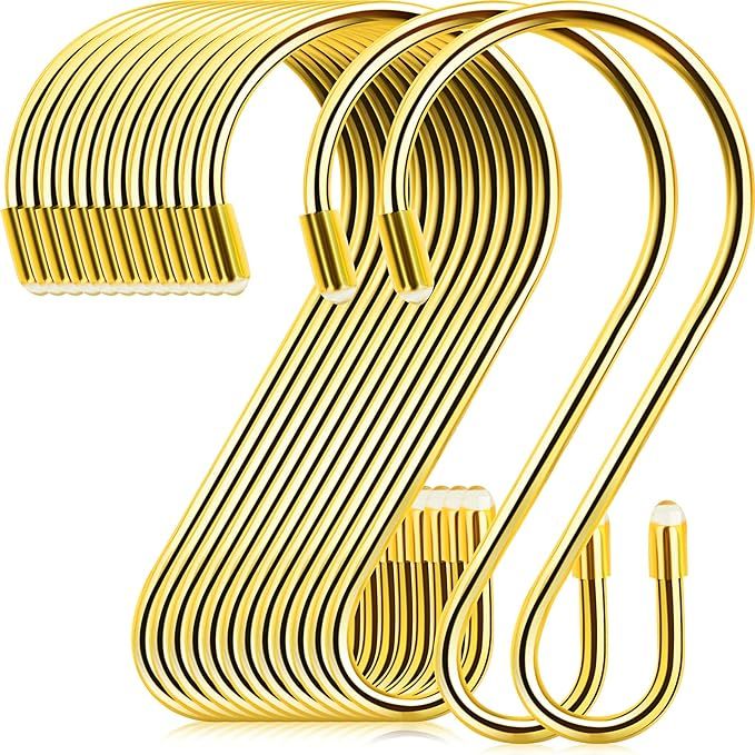 Hotop 30 Pieces 3.15 Inch S-Shaped Stainless Steel Hooks Metal Hanging Hooks Curtain Hooks S Hook... | Amazon (US)