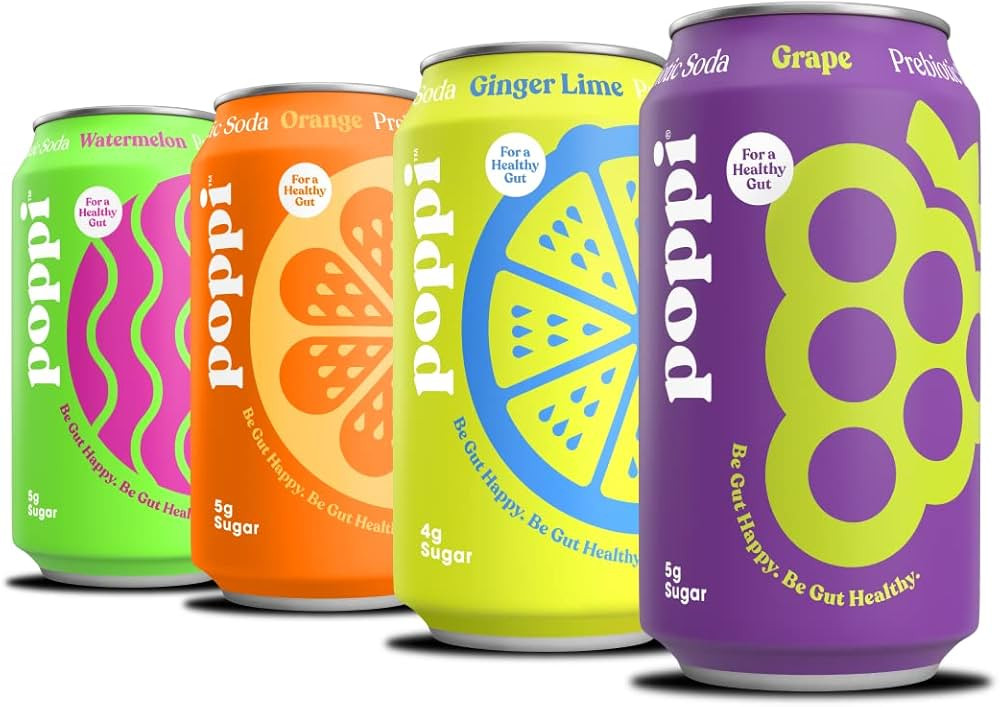 POPPI Sparkling Prebiotic Soda w/ Gut Health & Immunity Benefits, Beverages w/ Apple Cider Vinega... | Amazon (US)