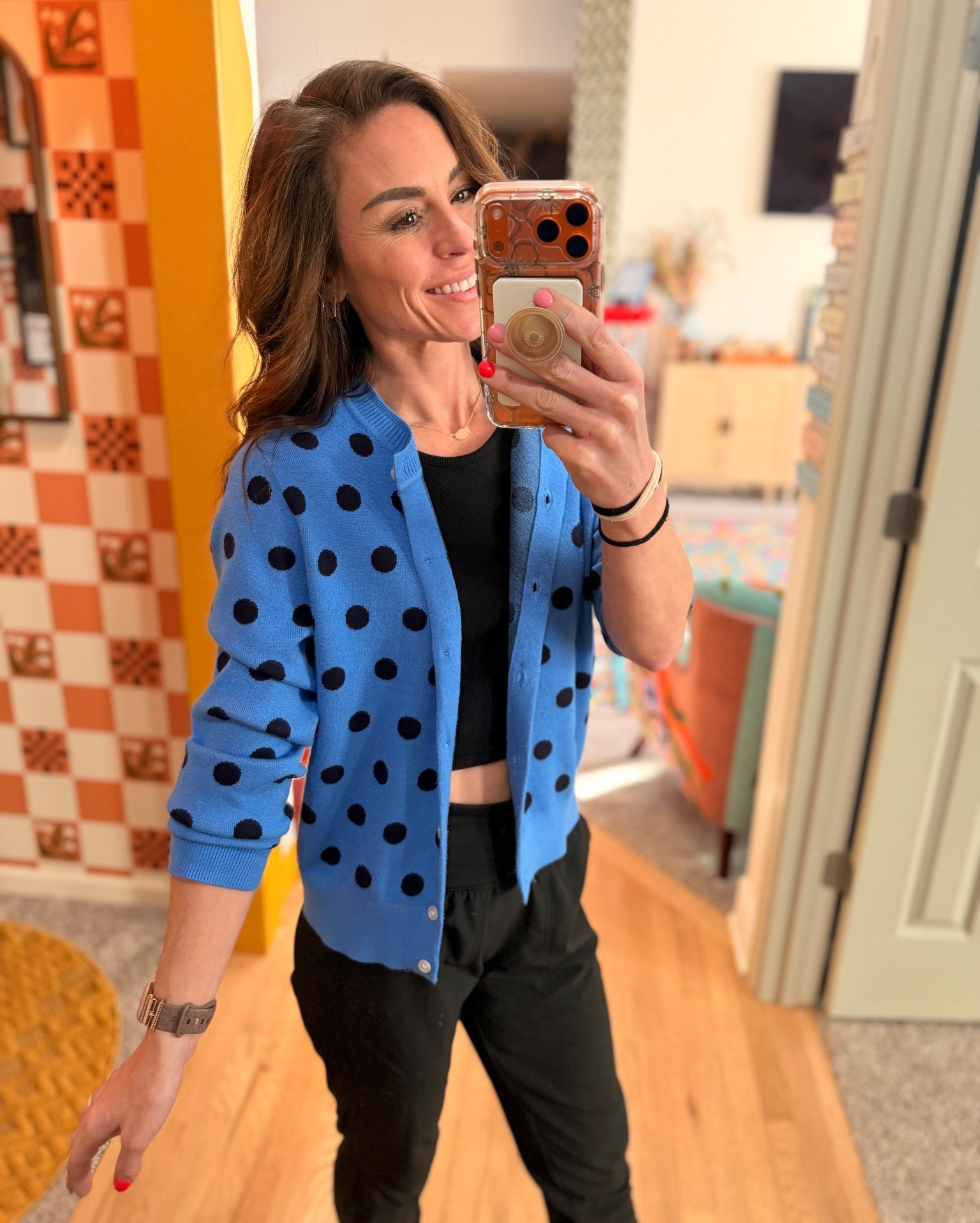 Polka dotted Walmart women’s cardigan, wearing size S TTS #walmartpartner #walmartfashion

#LTKootd #LTKSeasonal #LTKmomlife