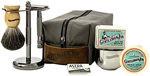 Gentleman Jon Deluxe Wet Shave Kit | Includes 8 Items: Safety Razor, Badger Hair Brush, Shave Sta... | Amazon (US)