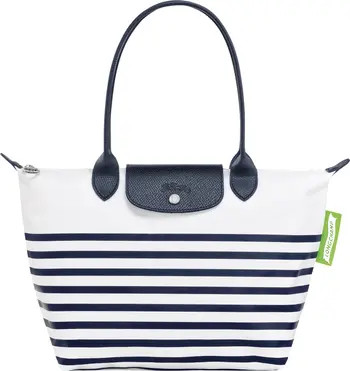 Small Le Pliage Marinière Recycled Nylon Canvas Shoulder Tote | Nordstrom